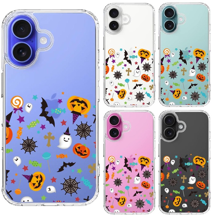 iPhone16 ケース クリア ハロウィン スマホケース 側面ソフト 背面ハード ハイブリッド -1