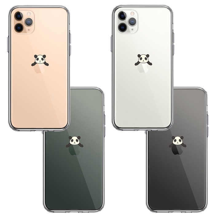 iPhone11pro  ケース クリア 寝そべり パンダ スマホケース 側面ソフト 背面ハード ハイブリッド -1