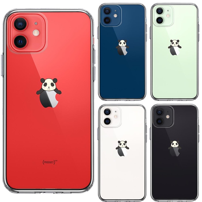 iPhone12mini ケース クリア 寝そべり パンダ スマホケース 側面ソフト 背面ハード ハイブリッド -1