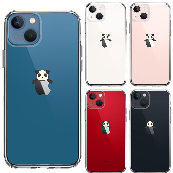 iPhone13 ケース クリア 寝そべり パンダ スマホケース 側面ソフト 背面ハード ハイブリッド -1