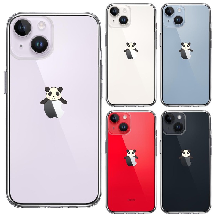 iPhone14Plus ケース クリア 寝そべり パンダ スマホケース 側面ソフト 背面ハード ハイブリッド -1