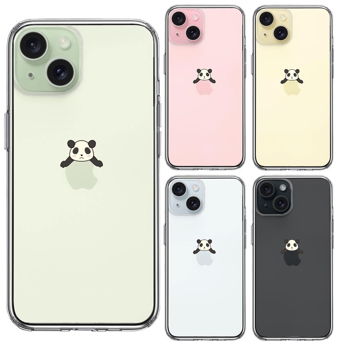 iPhone15 ケース クリア 寝そべり パンダ スマホケース 側面ソフト 背面ハード ハイブリッド -1