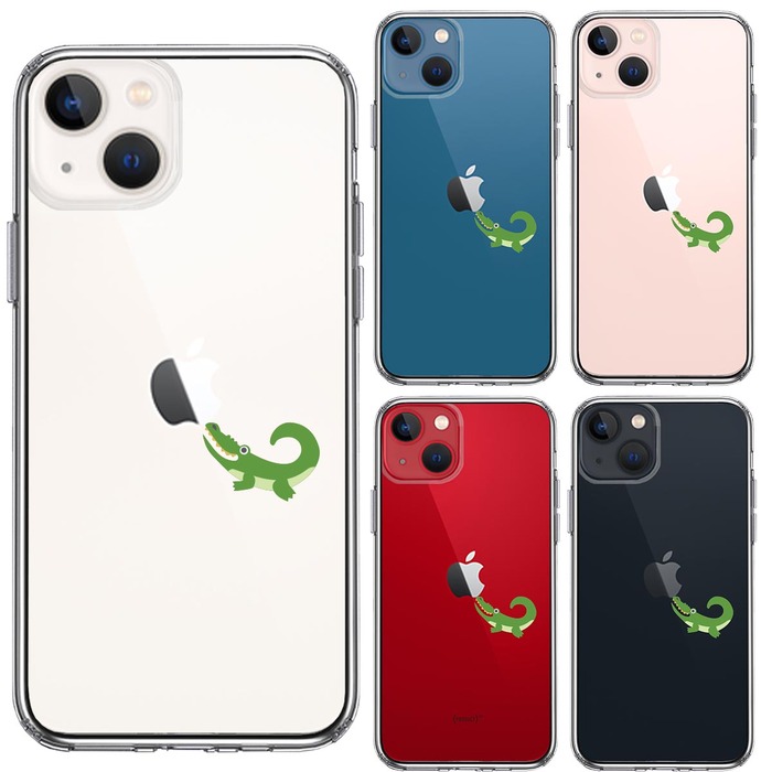 iPhone13mini ケース クリア ワニ 鰐 爬虫類 2 スマホケース 側面ソフト 背面ハード ハイブリッド -1