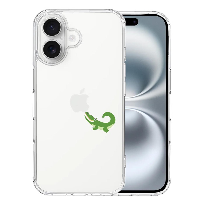 iPhone16 ケース クリア ワニ 鰐 爬虫類 2 スマホケース 側面ソフト 背面ハード ハイブリッド -0