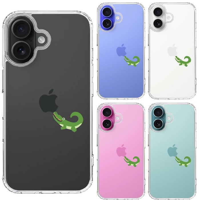 iPhone16 ケース クリア ワニ 鰐 爬虫類 2 スマホケース 側面ソフト 背面ハード ハイブリッド -1