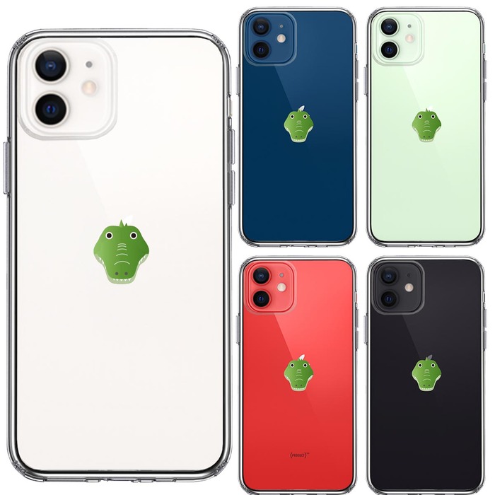 iPhone12mini ケース クリア ワニ 鰐  顔だけ 爬虫類 スマホケース 側面ソフト 背面ハード ハイブリッド -1