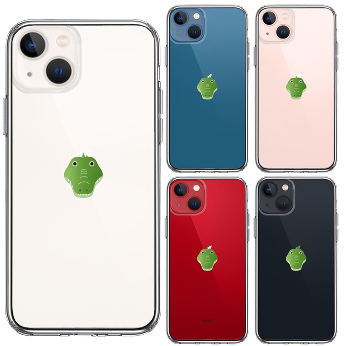 iPhone13mini ケース クリア ワニ 鰐  顔だけ 爬虫類 スマホケース 側面ソフト 背面ハード ハイブリッド -1