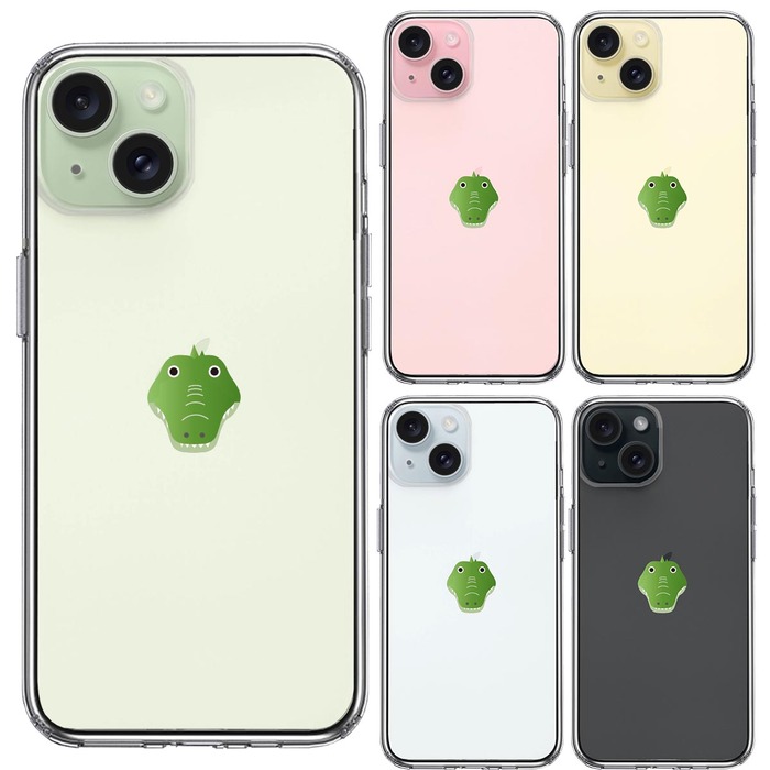 iPhone15 ケース クリア ワニ 鰐  顔だけ 爬虫類 スマホケース 側面ソフト 背面ハード ハイブリッド -1