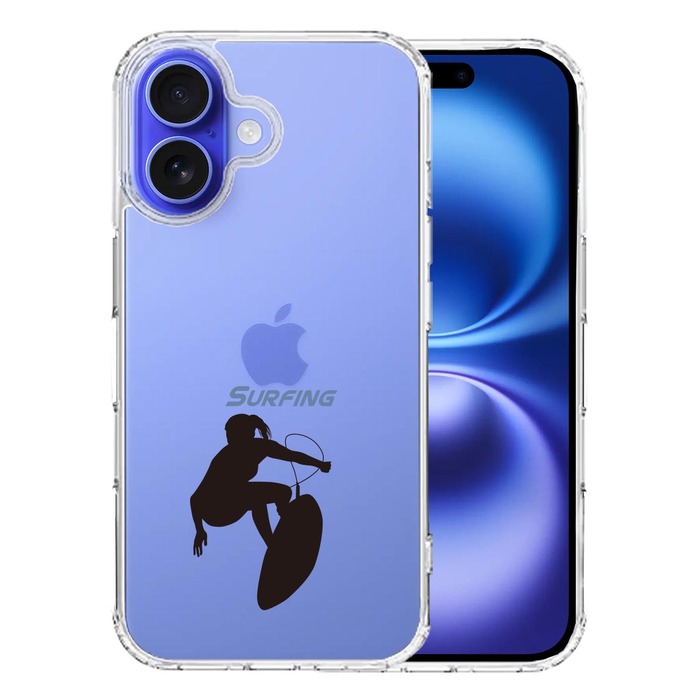 iPhone16 ケース クリア サーフィン スマホケース 側面ソフト 背面ハード ハイブリッド -0