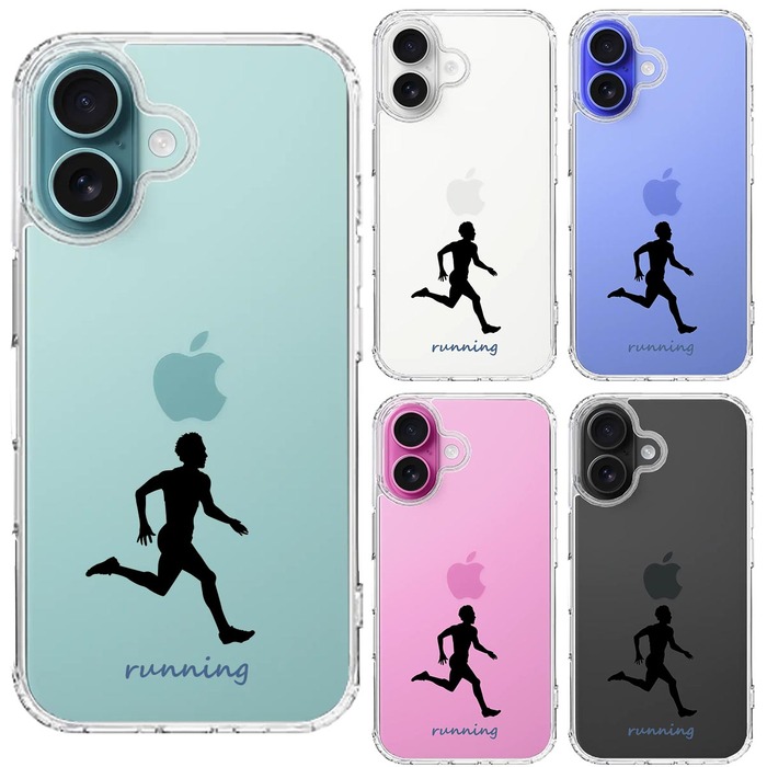 iPhone16 ケース クリア ランニング 2 スマホケース 側面ソフト 背面ハード ハイブリッド -1