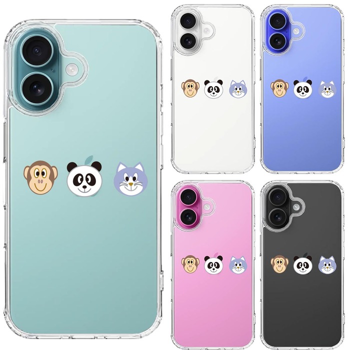 iPhone16 ケース クリア 動物たち アニマル 2 スマホケース 側面ソフト 背面ハード ハイブリッド -1
