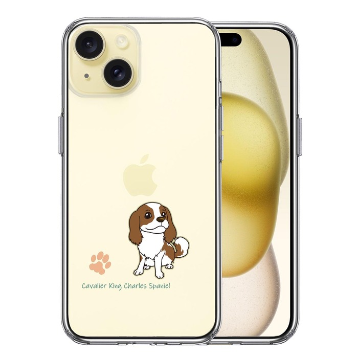 iPhone15Plus ケース クリア キャバリア キングチャールズスパニエル スマホケース 側面ソフト 背面ハード ハイブリッド -0