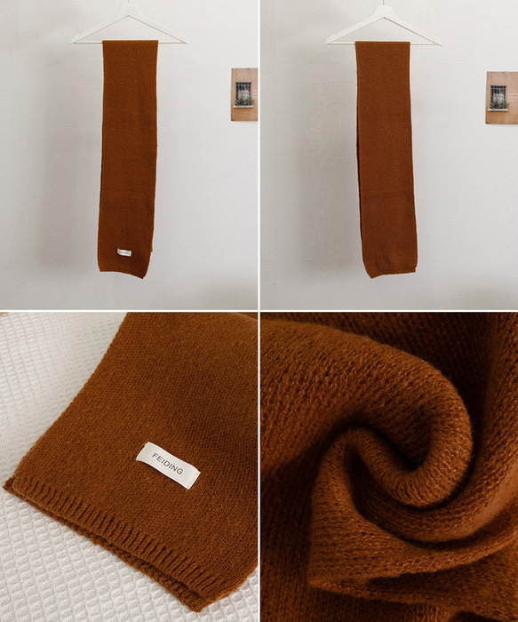 ニットマフラー 無地ニットストール-2