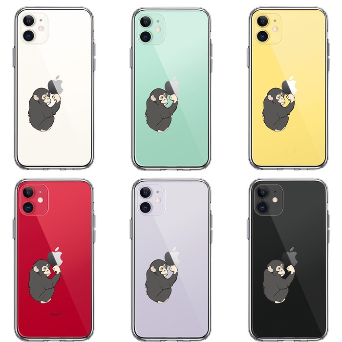 iPhone11 ケース クリア ゴリラ ガッツポーズ スマホケース 側面ソフト 背面ハード ハイブリッド -1