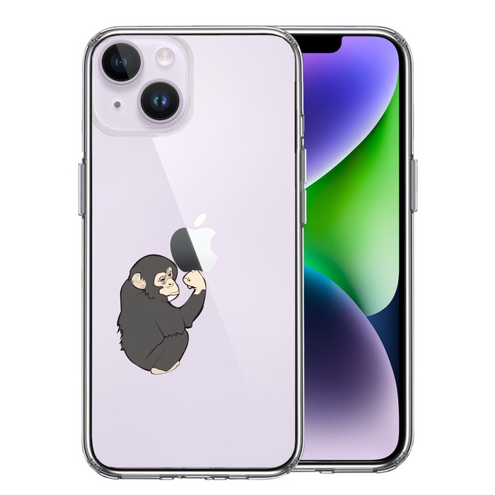 iPhone14 ケース クリア ゴリラ ガッツポーズ スマホケース 側面ソフト 背面ハード ハイブリッド -0