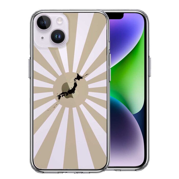 iPhone14Plus ケース クリア 旭日旗 太陽 日本地図付 スマホケース 側面ソフト 背面ハード ハイブリッド -0