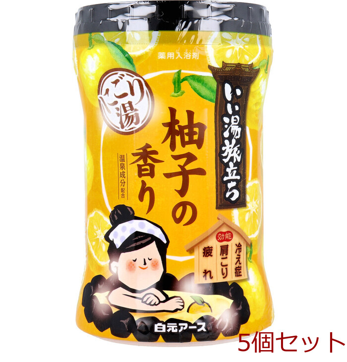 いい湯旅立ち 薬用入浴剤 にごり湯 柚子の香り 600g 5セット-0