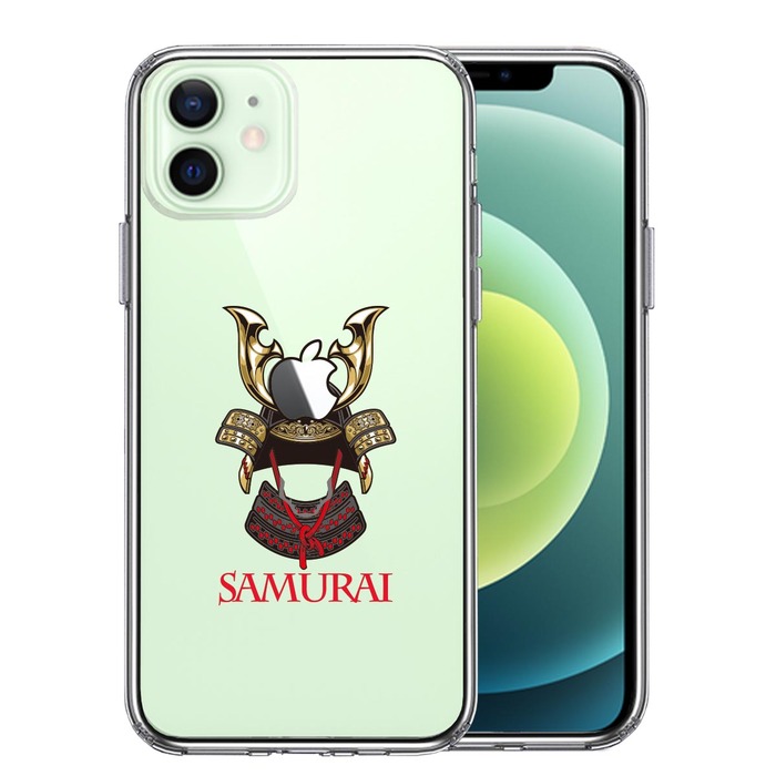 iPhone12 ケース クリア サムライ apple前立 スマホケース 側面ソフト 背面ハード ハイブリッド -0
