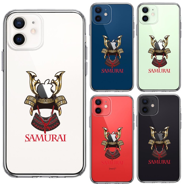 iPhone12 ケース クリア サムライ apple前立 スマホケース 側面ソフト 背面ハード ハイブリッド -1