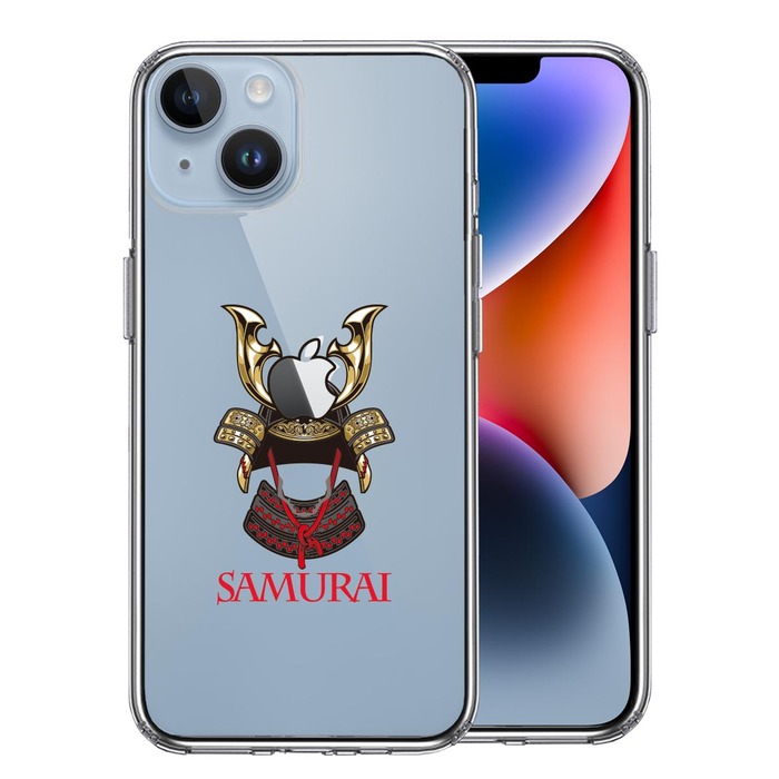 iPhone14 Plus ケース クリア サムライ apple前立 スマホケース 側面ソフト 背面ハード ハイブリッド -0