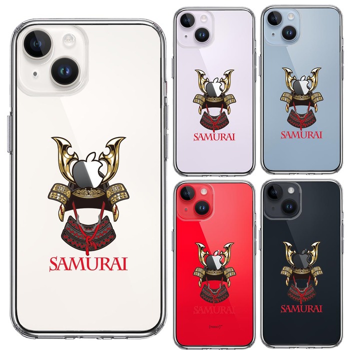 iPhone14 Plus ケース クリア サムライ apple前立 スマホケース 側面ソフト 背面ハード ハイブリッド -1