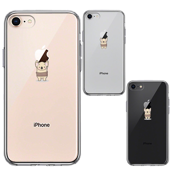 iPhone8 ケース クリア コアラ 腹巻 重量挙げ スマホケース 側面ソフト 背面ハード ハイブリッド -1