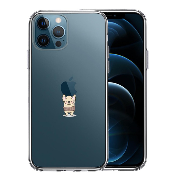iPhone12Pro ケース クリア コアラ 腹巻 重量挙げ スマホケース 側面ソフト 背面ハード ハイブリッド -0