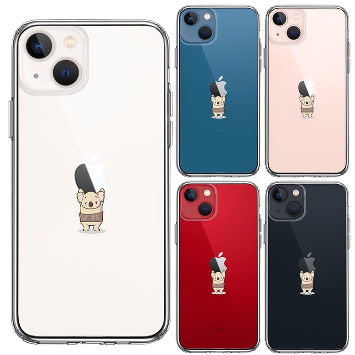 iPhone13mini ケース クリア コアラ 腹巻 重量挙げ スマホケース 側面ソフト 背面ハード ハイブリッド -1