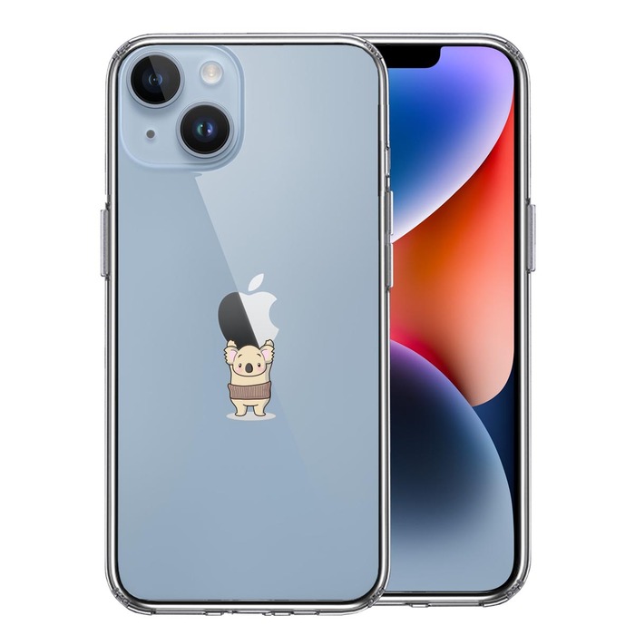 iPhone14 Plus ケース クリア コアラ 腹巻 重量挙げ スマホケース 側面ソフト 背面ハード ハイブリッド -0
