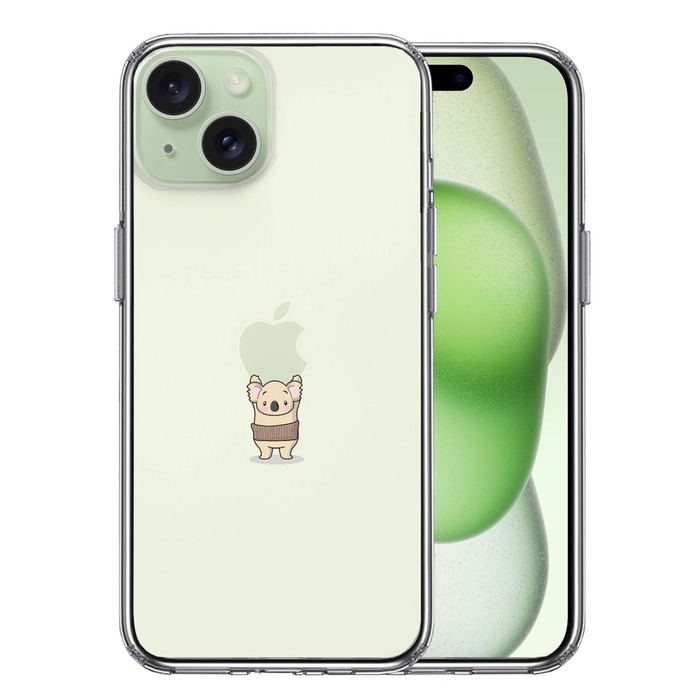 iPhone15Plus ケース クリア コアラ 腹巻 重量挙げ スマホケース 側面ソフト 背面ハード ハイブリッド -0