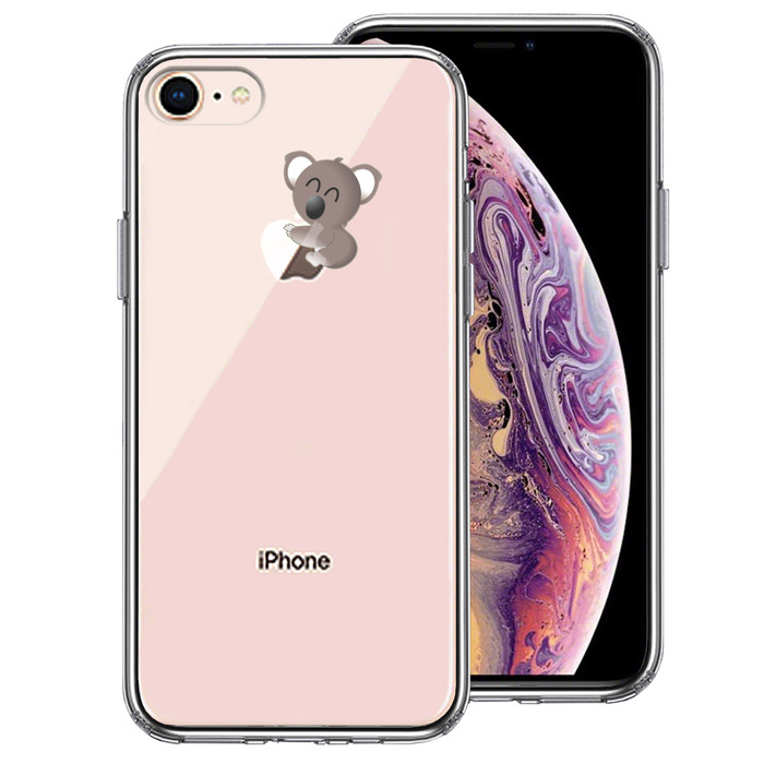 iPhone8 ケース クリア コアラ りんご アップル apple スマホケース 側面ソフト 背面ハード ハイブリッド -0