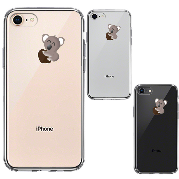 iPhone8 ケース クリア コアラ りんご アップル apple スマホケース 側面ソフト 背面ハード ハイブリッド -1