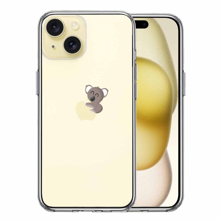 iPhone15 ケース クリア コアラ りんご アップル apple スマホケース 側面ソフト 背面ハード ハイブリッド -0