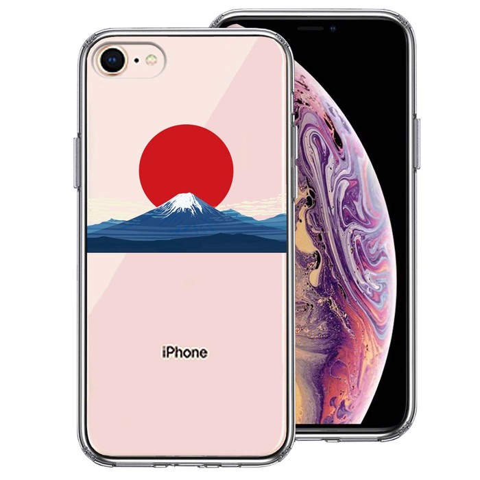iPhone8 ケース クリア 日本 日ノ丸 富士 旭日 風景 スマホケース 側面ソフト 背面ハード ハイブリッド -0