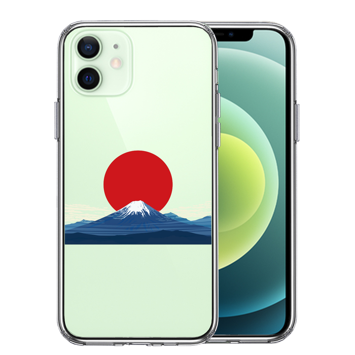 iPhone12 ケース クリア 日本 日ノ丸 富士 旭日 風景 スマホケース 側面ソフト 背面ハード ハイブリッド -0