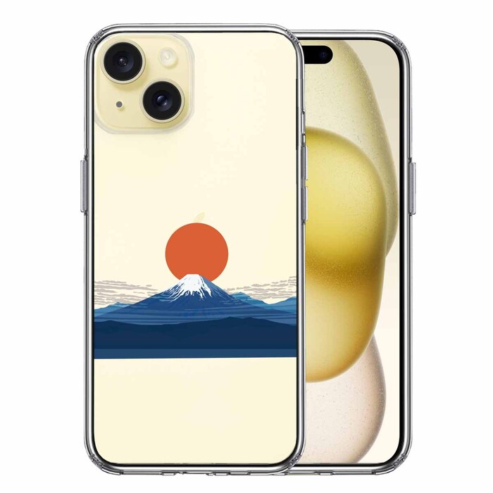 iPhone15Plus ケース クリア 日本 日ノ丸 富士 旭日 風景 スマホケース 側面ソフト 背面ハード ハイブリッド -0