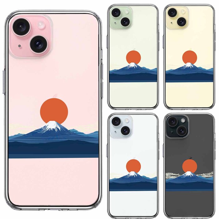 iPhone15Plus ケース クリア 日本 日ノ丸 富士 旭日 風景 スマホケース 側面ソフト 背面ハード ハイブリッド -1