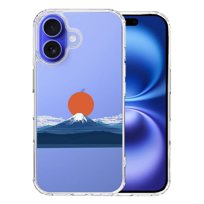 iPhone16 ケース クリア 日本 日ノ丸 富士 旭日 風景 スマホケース 側面ソフト 背面ハード ハイブリッド -0