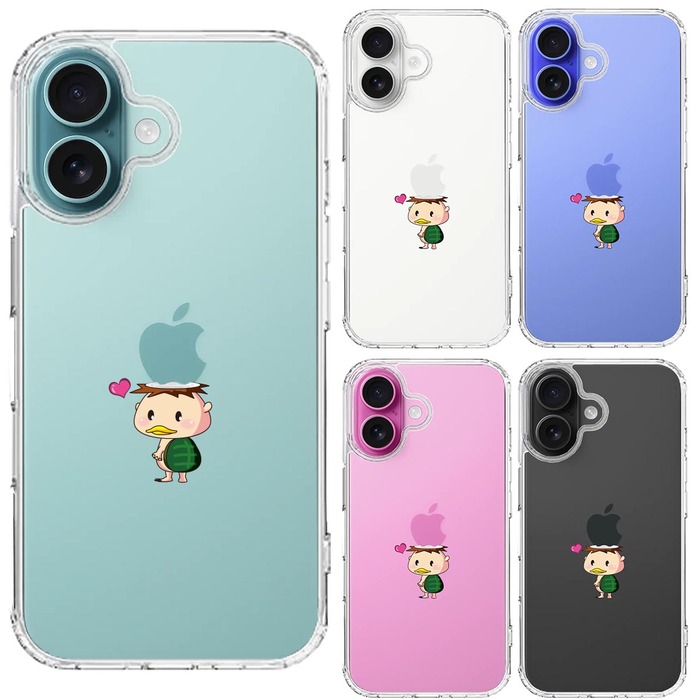 iPhone16 ケース クリア UMA 河童 かっぱ スマホケース 側面ソフト 背面ハード ハイブリッド -1