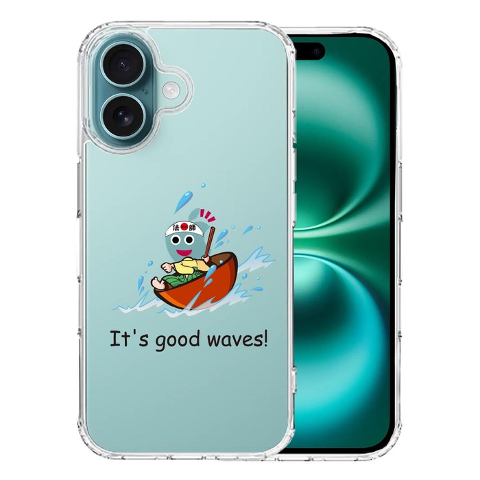 iPhone16 ケース クリア 一寸法師 波乗り スマホケース 側面ソフト 背面ハード ハイブリッド -0