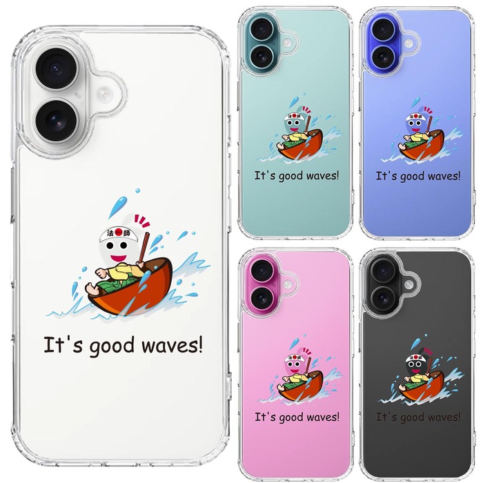 iPhone16 ケース クリア 一寸法師 波乗り スマホケース 側面ソフト 背面ハード ハイブリッド -1