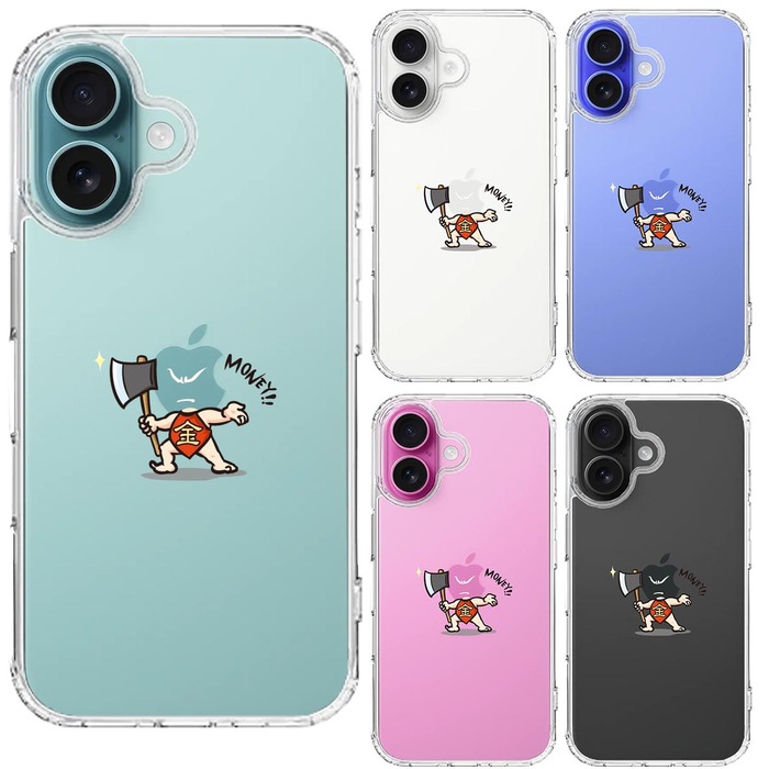 iPhone16 ケース クリア 金太郎 Money スマホケース 側面ソフト 背面ハード ハイブリッド -1