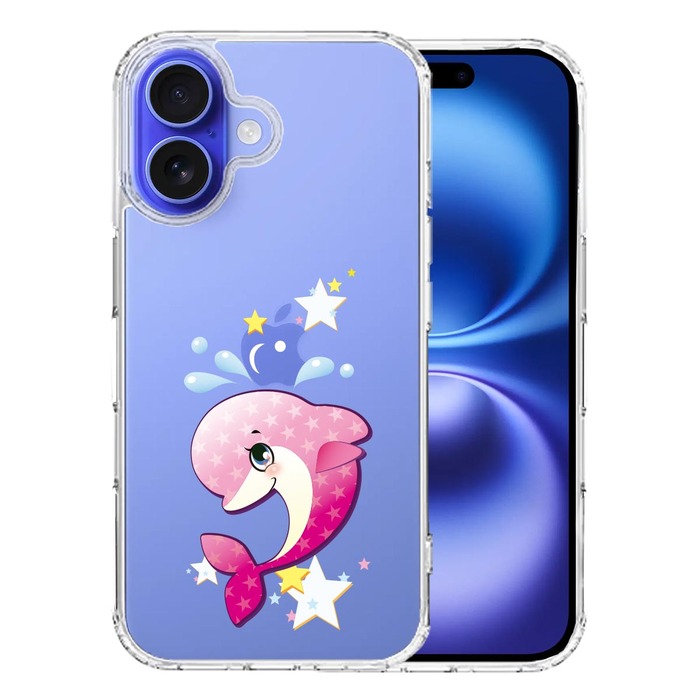 iPhone16 ケース クリア イルカ ドルファン スマホケース 側面ソフト 背面ハード ハイブリッド  UA22149654-8226-0