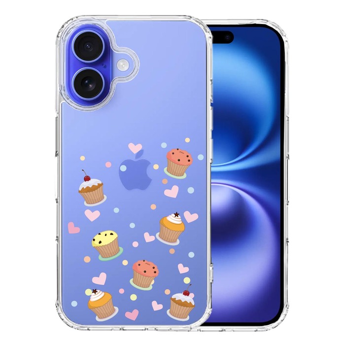 iPhone16 ケース クリア カップケーキ 3 スマホケース 側面ソフト 背面ハード ハイブリッド -0