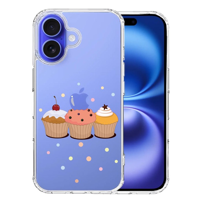 iPhone16 ケース クリア カップケーキ 2 スマホケース 側面ソフト 背面ハード ハイブリッド -0