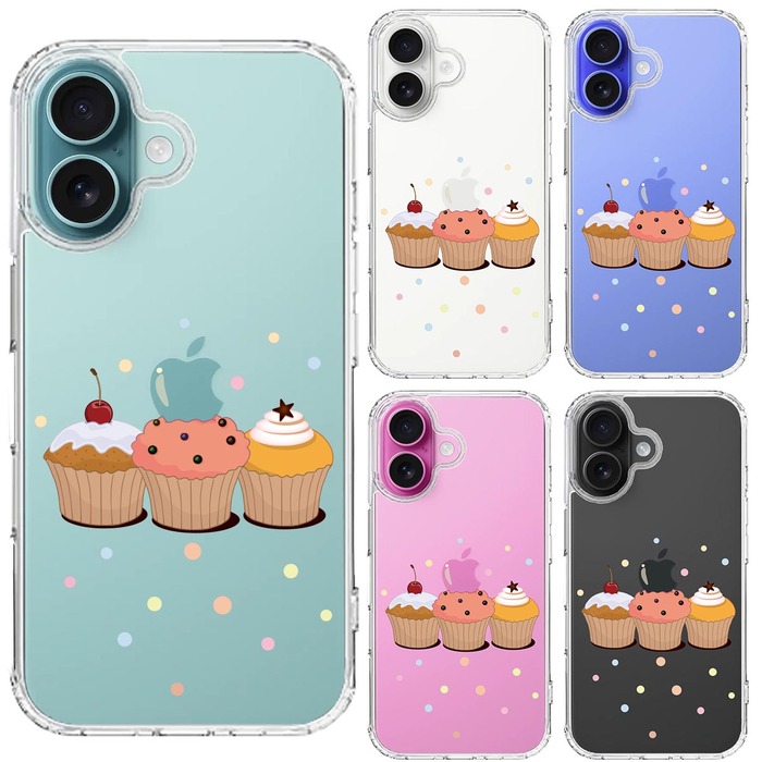 iPhone16 ケース クリア カップケーキ 2 スマホケース 側面ソフト 背面ハード ハイブリッド -1