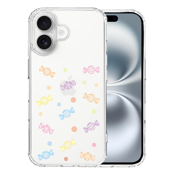 iPhone16 ケース クリア キャンディ スマホケース 側面ソフト 背面ハード ハイブリッド -0