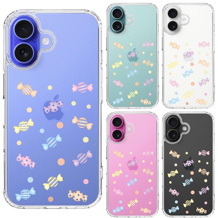 iPhone16 ケース クリア キャンディ スマホケース 側面ソフト 背面ハード ハイブリッド -1