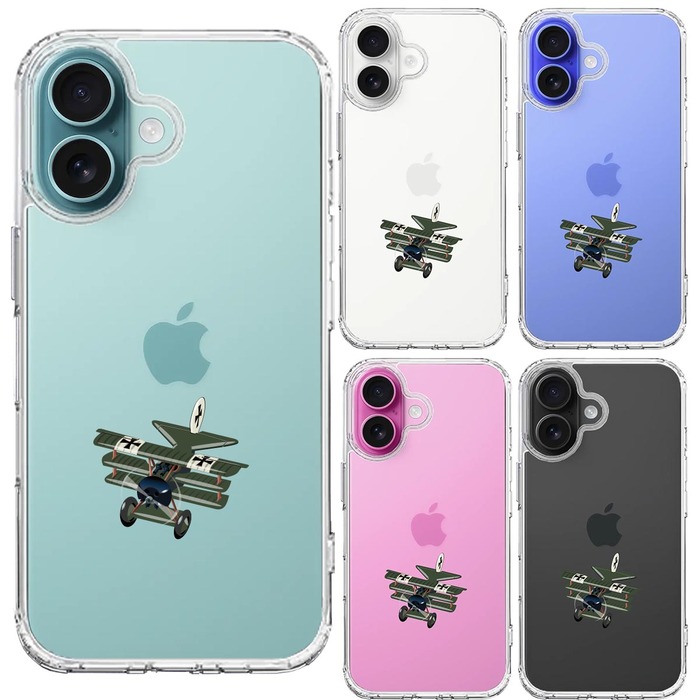 iPhone16 ケース クリア 複葉機 ドイツ軍 スマホケース 側面ソフト 背面ハード ハイブリッド -1