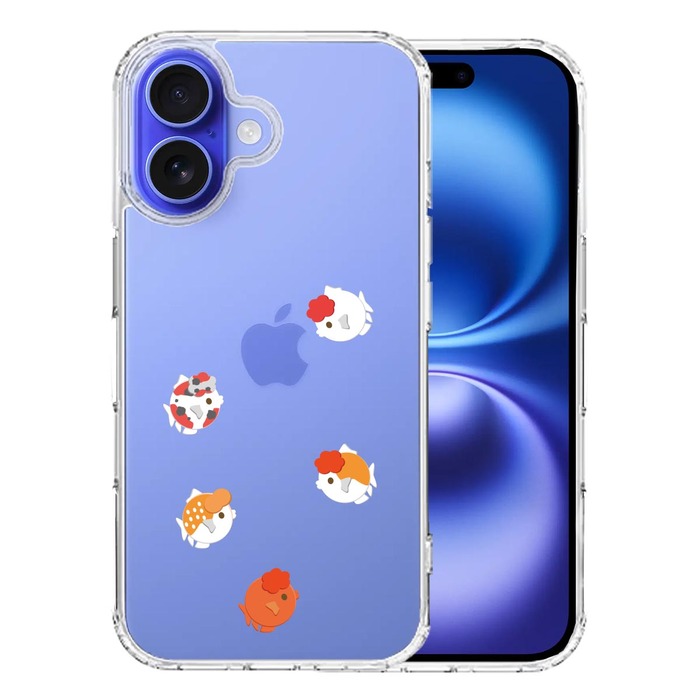 iPhone16 ケース クリア 金魚 らんちゅう スマホケース 側面ソフト 背面ハード ハイブリッド -0